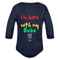 I'm Here with My Baba Organic Long Sleeve Baby Bodysuit - dark navy