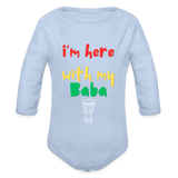 I'm Here with My Baba Organic Long Sleeve Baby Bodysuit - sky