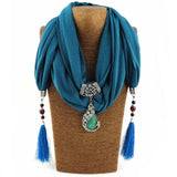 Peacock Pendant Necklace Scarf